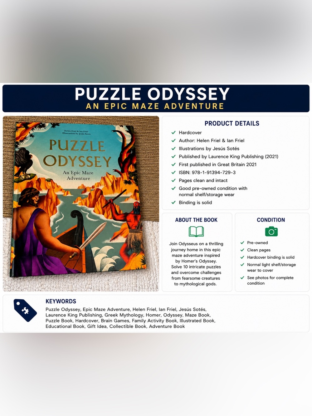 Puzzle Odyssey An Epic Maze Adventure Hardcover Book Helen Friel & Ian Friel